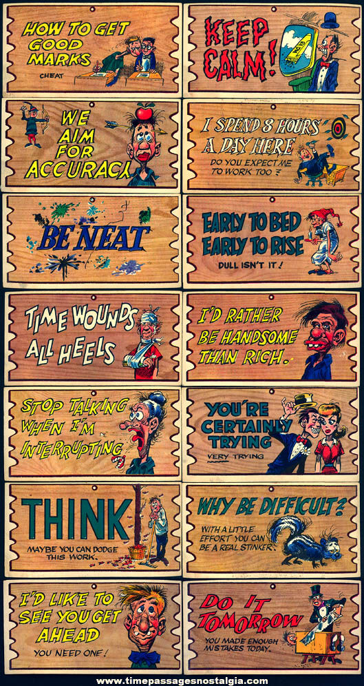 (14) Colorful 1959 Topps Wacky Plak Post Card Trading Cards