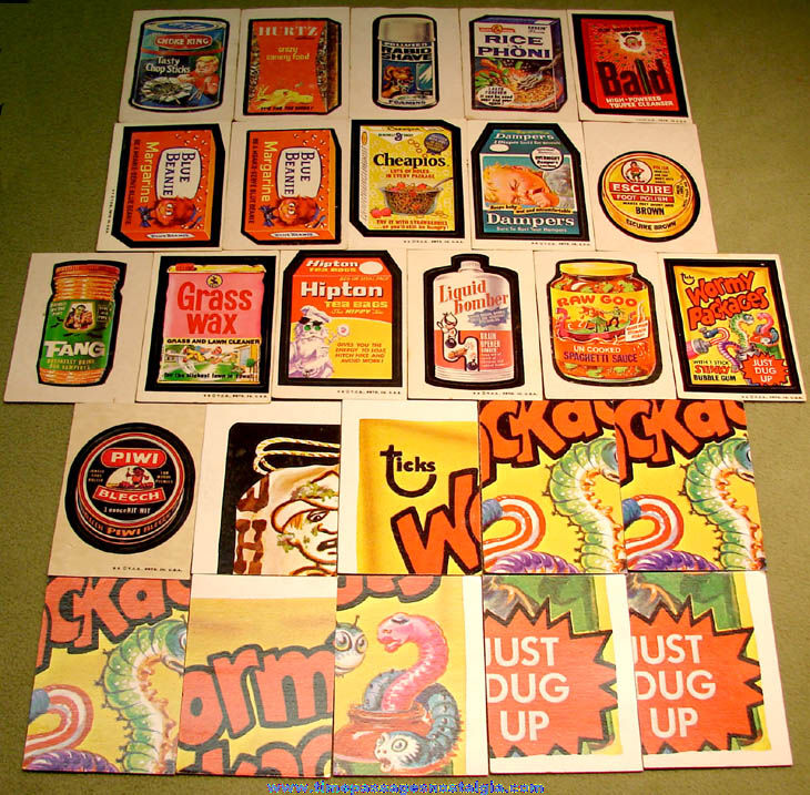 (26) Older Topps Wacky Packages Parody Advertising Stickers and Trading Cards