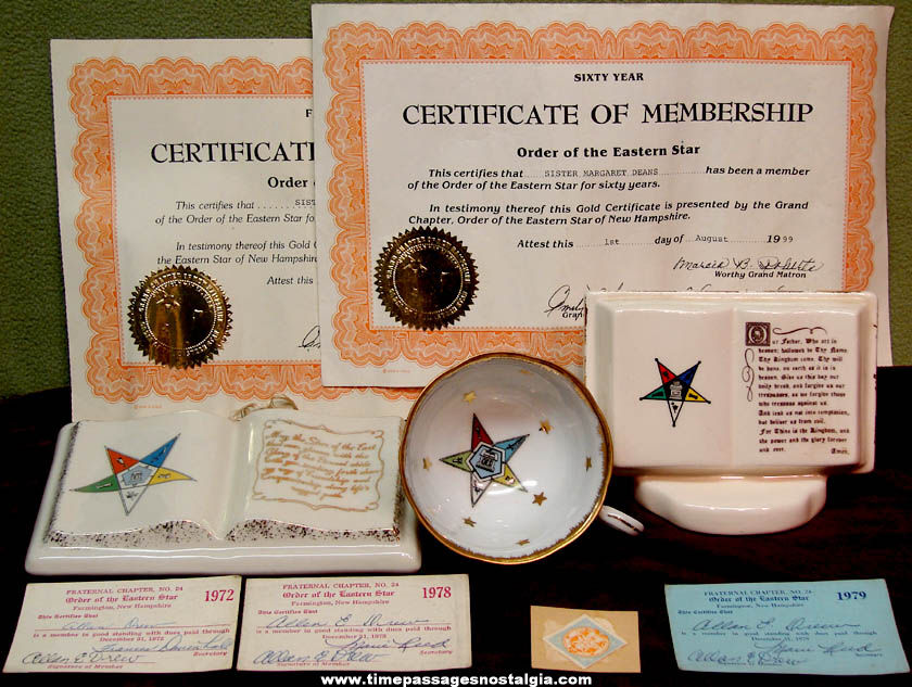 (9) Old Order Of The Eastern Star Fraternal Organization Items