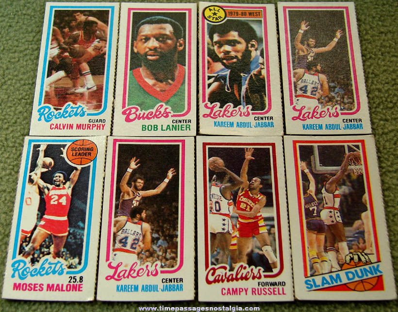 (8) 1980 Topps Chewing Gum Basketball Player Sports Trading Cards