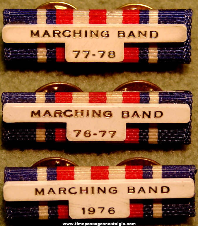 (3) 1976 - 1978 Marching Band Member Uniform Award Ribbons