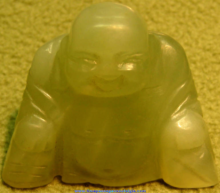 Old Carved Jade Stone Seated Buddha Religious Figure or Figurine