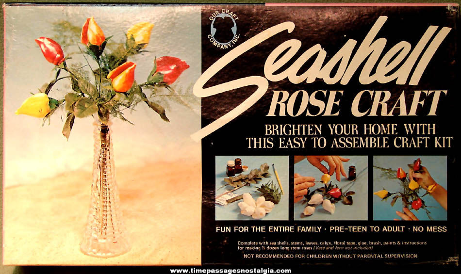 Unused & Boxed 1973 Seashell Rose Craft Kit