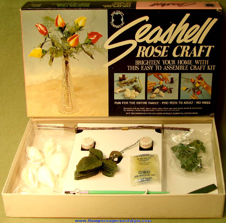 Unused & Boxed 1973 Seashell Rose Craft Kit