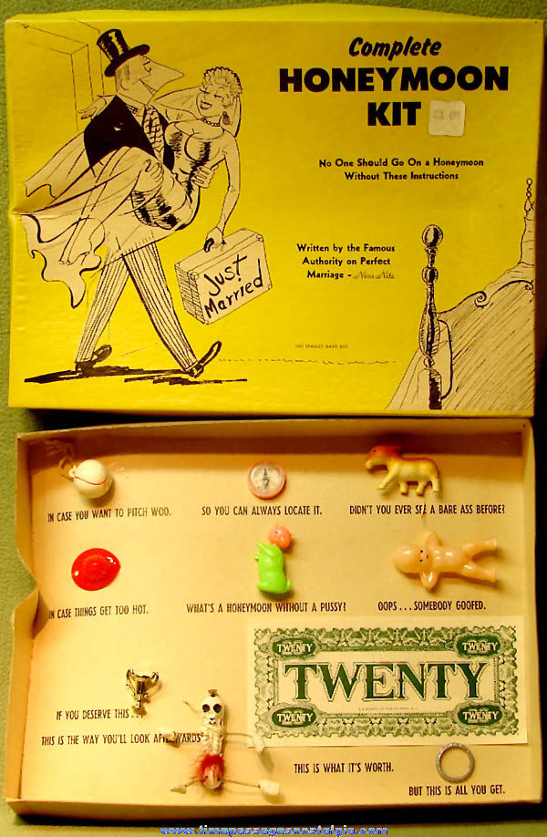 ©1957 Boxed Honeymoon Kit Novelty Joke with Old Gum Ball Machine Prize Toys