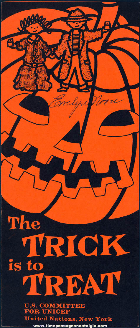 1958 United Nations International Childrens Emergency Fund UNICEF Halloween Holiday Advertising Brochure