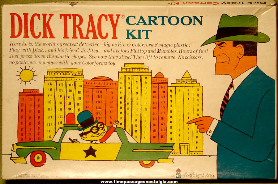 Boxed 1962 Dick Tracy Cartoon Character Colorforms Toy Kit