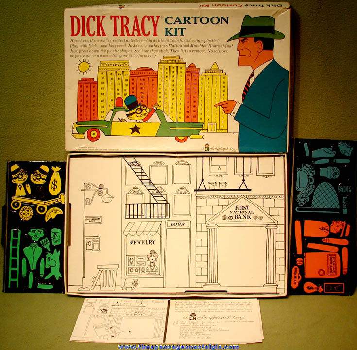 Boxed 1962 Dick Tracy Cartoon Character Colorforms Toy Kit