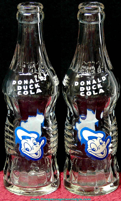 Old Walt Disney Productions Donald Duck Cola Glass Soda Bottle