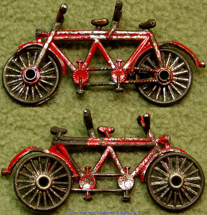 Old Painted Miniature Metal Toy Tandem Bicycle Built For Two
