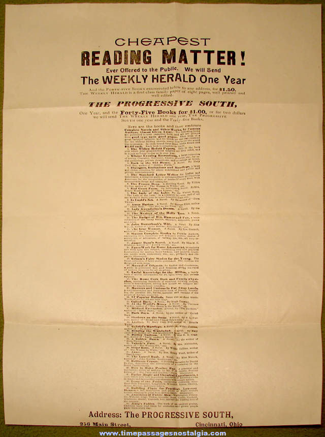 (3) 1800s Progressive South Publisher Advertising Mailer Paper Items