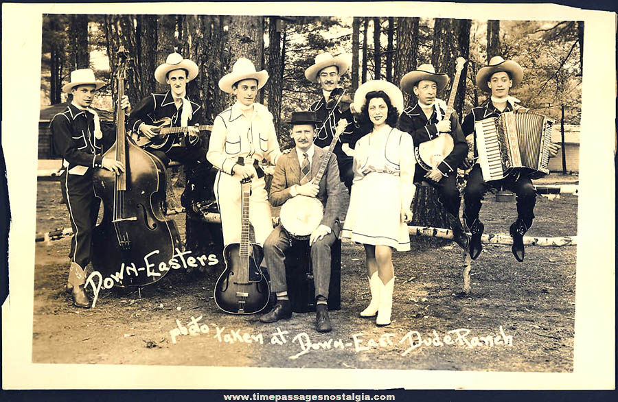 Old Bud Bailey and His Down Easters Country Music Advertising Real Photo Post Card