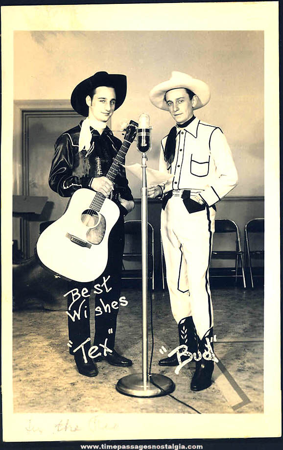 Old Tex & Bud Country Music Advertising Real Photo Post Card