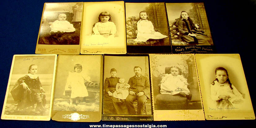 (9) Different 1800s Massachusetts Baby and Children Portrait Cabinet Photographs