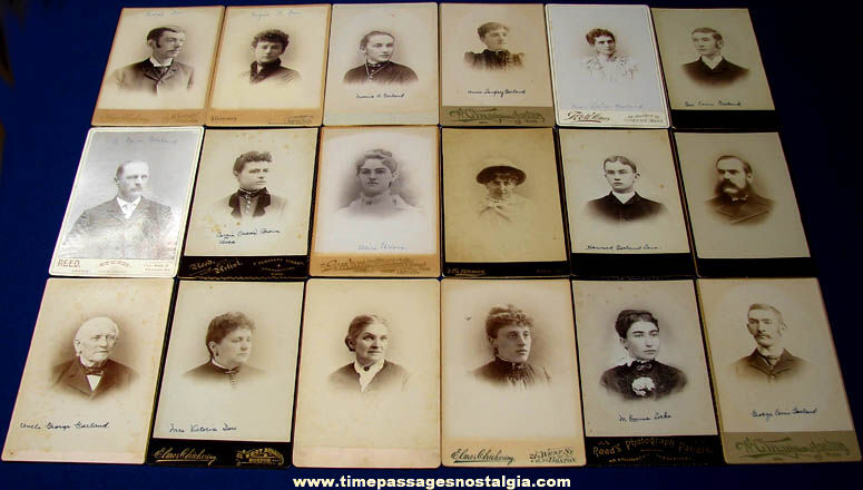 (18) Different 1800s Massachusetts Men & Women Portrait Cabinet Photographs