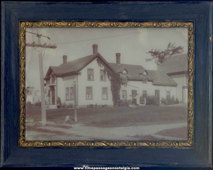 Old Framed Allen & Dexter Street Bangor Maine House Photograph