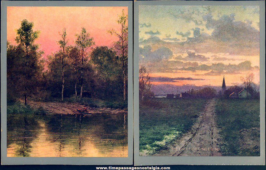 (9) Different Small Colorful Old Dawn or Dusk Scenic View Art Prints