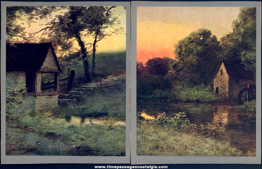 (9) Different Small Colorful Old Dawn or Dusk Scenic View Art Prints