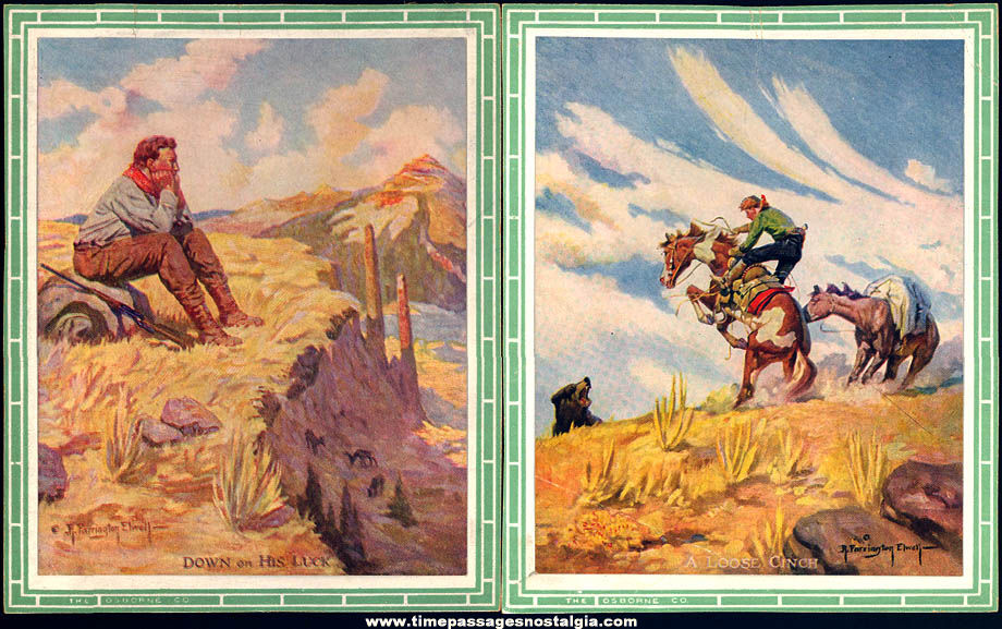(9) Different Small Colorful Old Hunter or Hunting Scene Art Prints