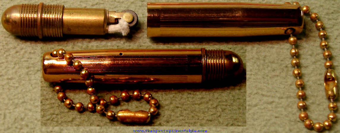 Old Unused Brass Bullet Type Key Chain Cigarette Lighter