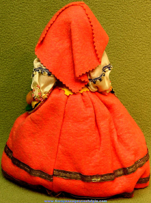 Colorful Old Dressed Italian Woman Toy Doll with Basket