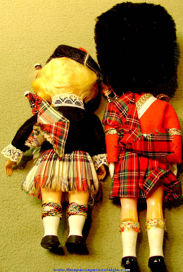 (2) Different Colorful Old Dressed European Bagpiper Toy Dolls