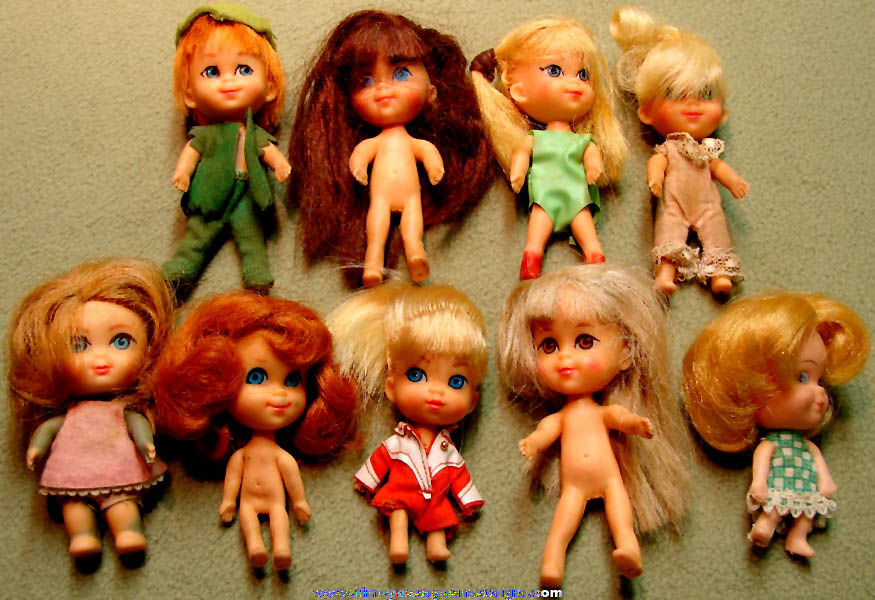 (9) Different ©1965 Mattel Liddle Kiddle Toy Character Dolls