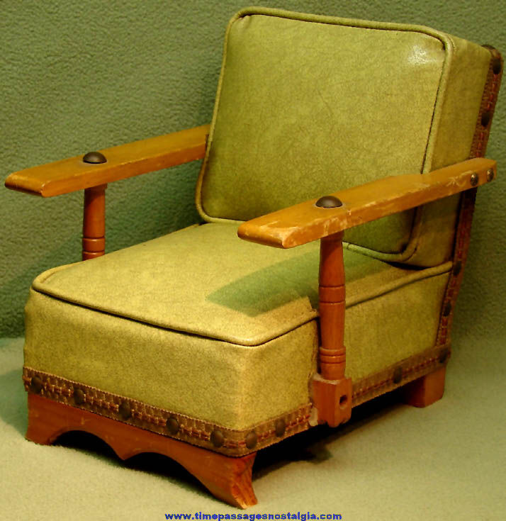 Old & Heavy Wood & Vinyl Small or Miniature Salesman Sample Chair