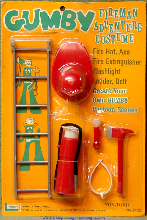 Unopened 1965 Gumby Claymation Character Fireman Adventure Costume Kit