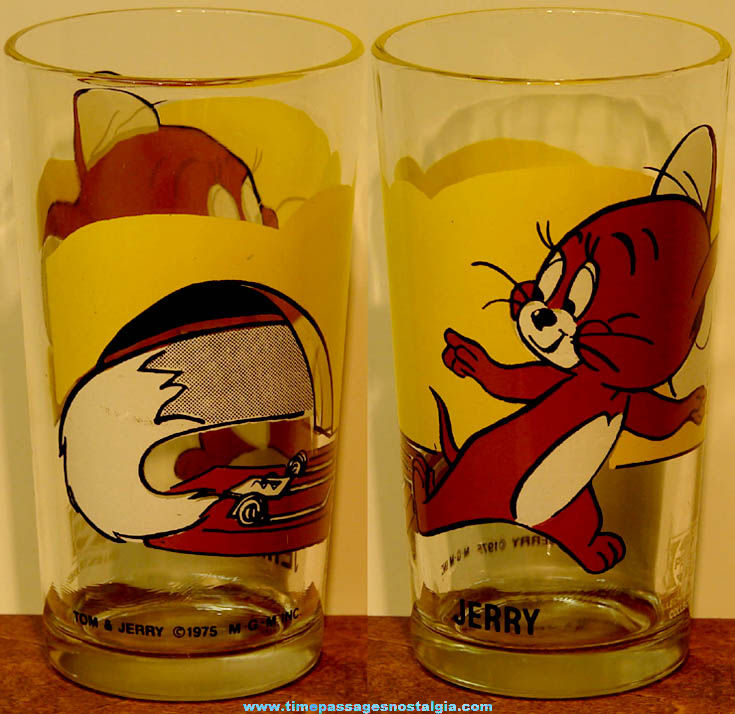 1975 Tom & Jerry Cartoon Character Pepsi Advertising Drink Glass