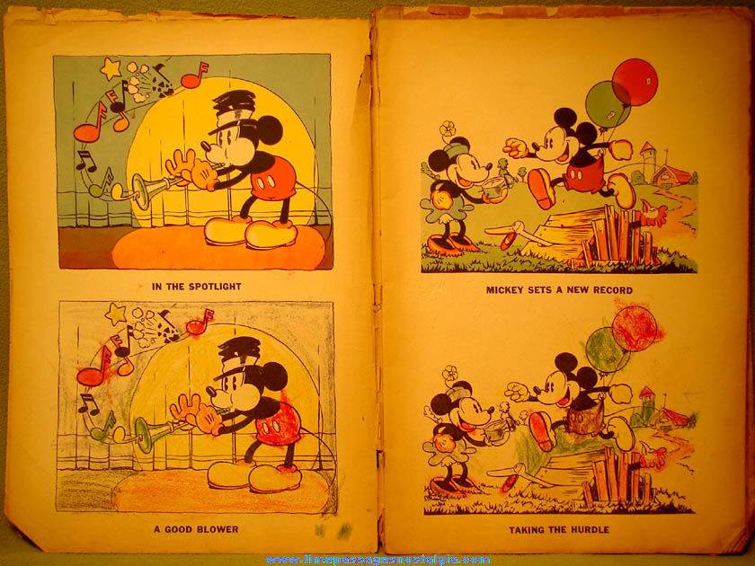 (2) Large 1930s Walt Disney Productions Mickey & Minnie Mouse Coloring Books