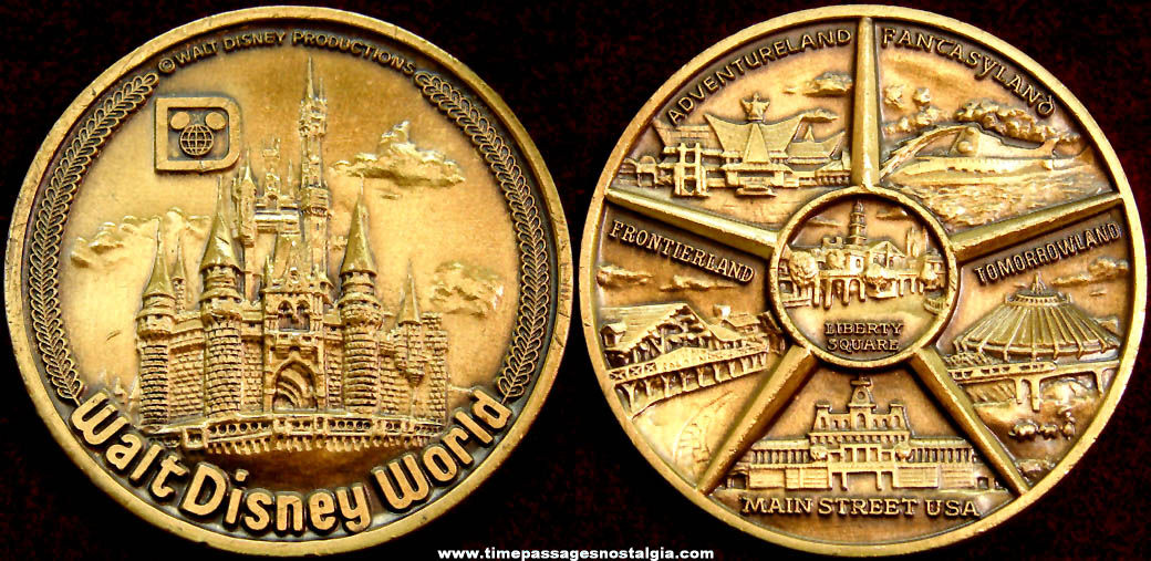 Old Walt Disney World Metal Advertising Souvenir Medal