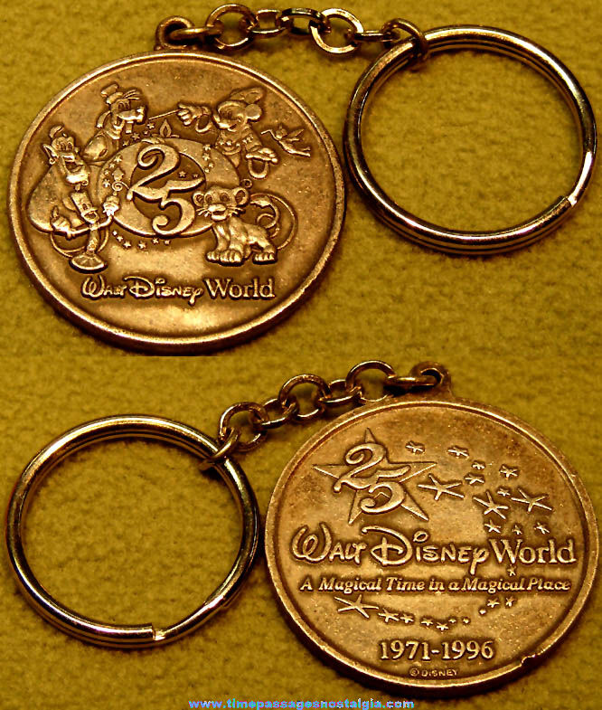 1996 Walt Disney World 25th Anniversary Advertising Souvenir Medal Key Chain