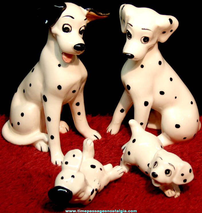(4) Different Walt Disney 101 Dalmatians Dog Character Porcelain Figurines
