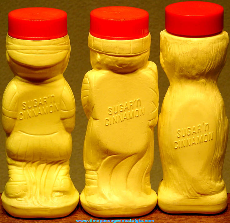 (3) Different Old Domino Sugar ’n Cinnamon Figure Shaker Containers