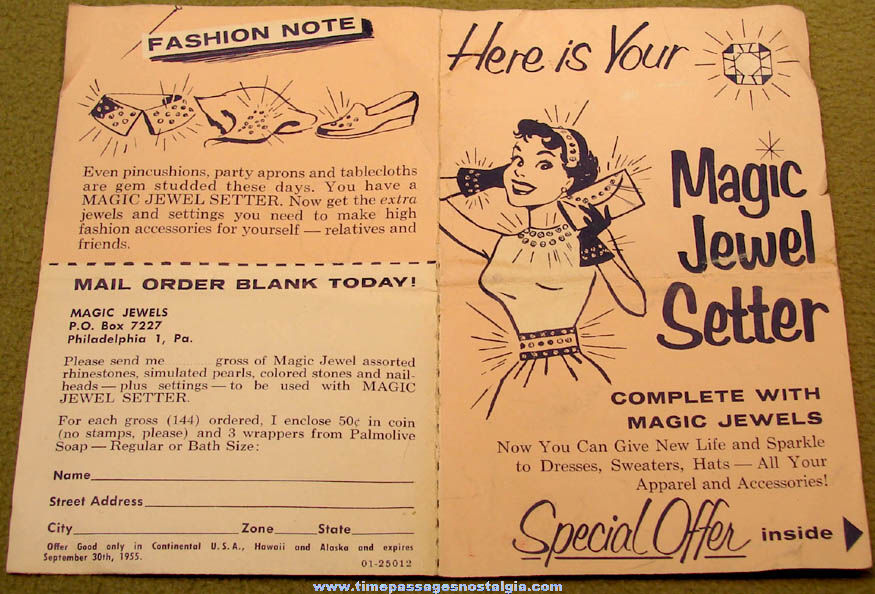 Early 1950s Colgate Palmolive Company Advertising Premium Magic Jewel Setter Kit
