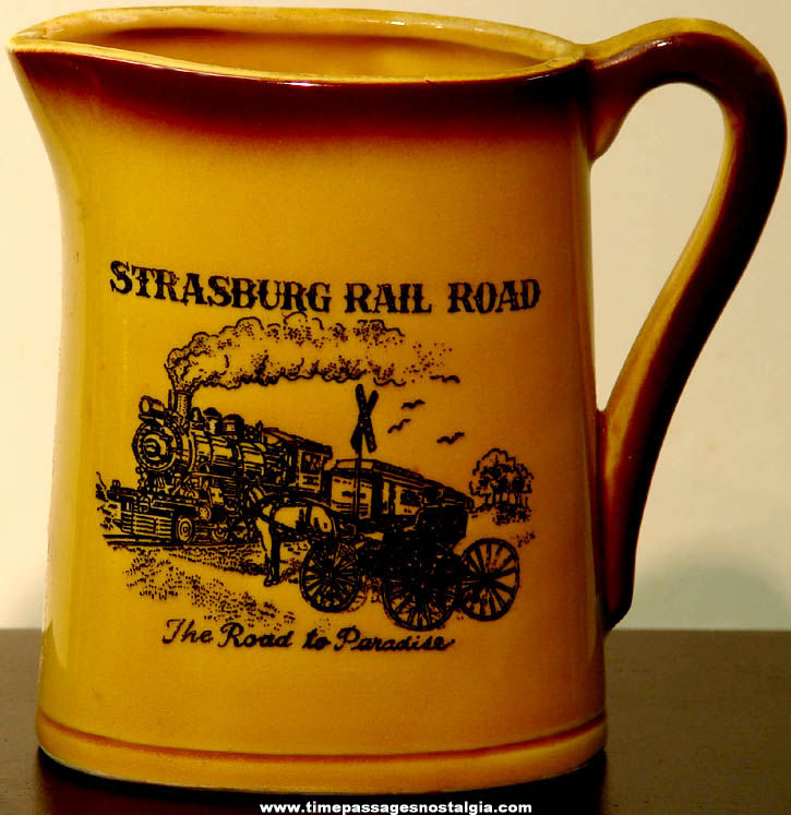 Old Strasburg Railroad Advertising Souvenir Ceramic Creamer Pitcher