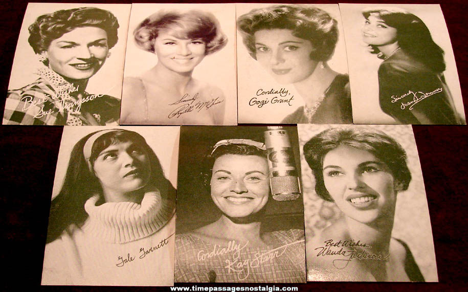 (7) Different 1950s or 1960s Women Singer & Actress Arcade Cards