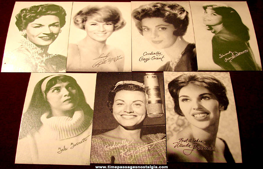 (7) Different 1950s or 1960s Women Singer & Actress Arcade Cards