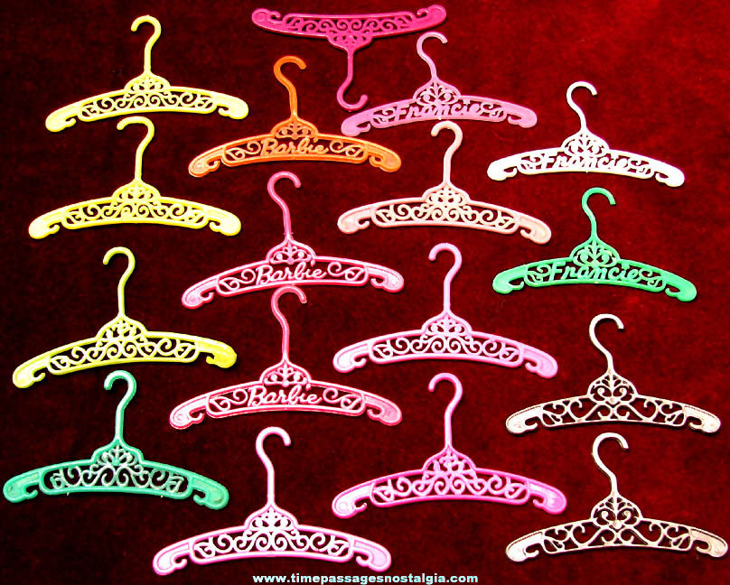 (17) Old Barbie & Francie Doll Miniature Toy Clothes Hangers