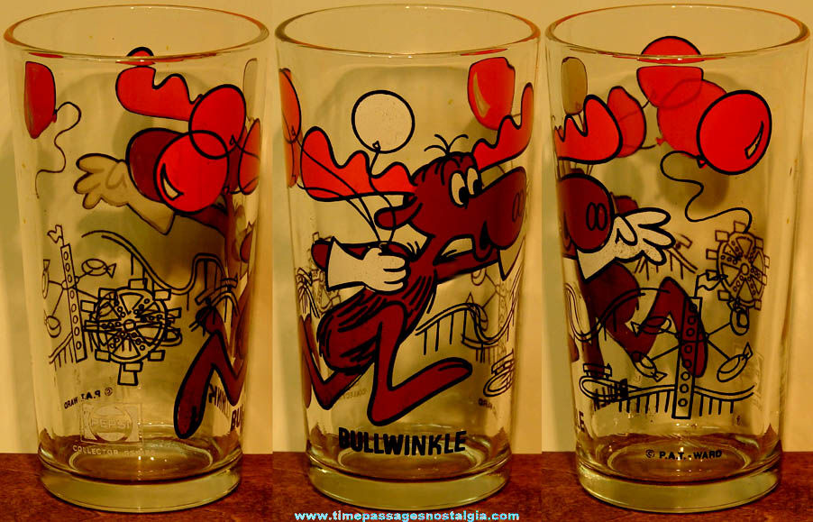 Old Bullwinkle Moose Cartoon Character Pepsi Advertising Drink Glass