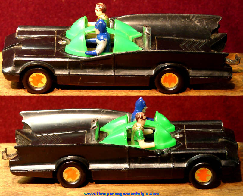 ©1974 Batmobile Friction Toy Car with Batman & Robin Character Figures