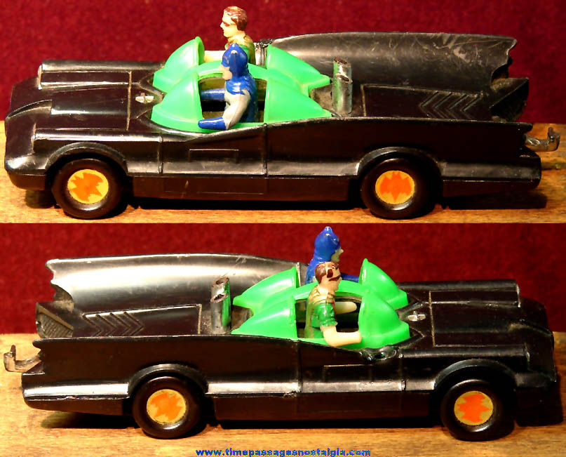 1974 Batmobile Friction Toy Car with Batman & Robin Character Figures