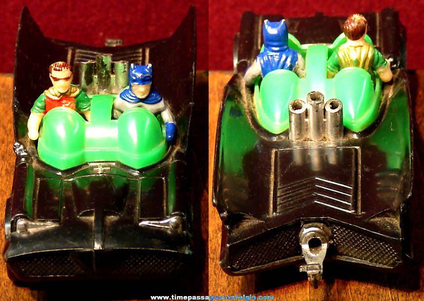 1974 Batmobile Friction Toy Car with Batman & Robin Character Figures