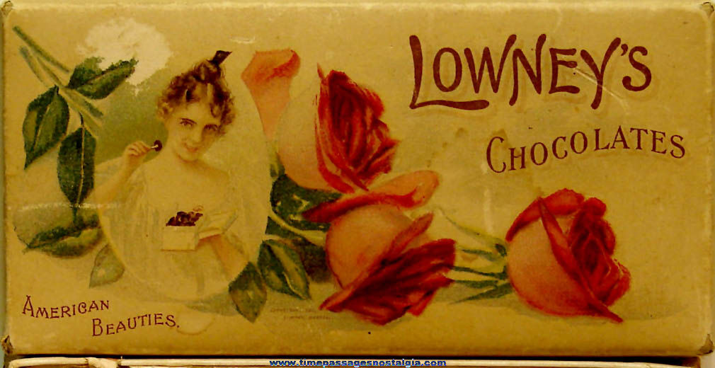 ©1901 Lowney’s American Beauties Chocolates Candy Advertising Box