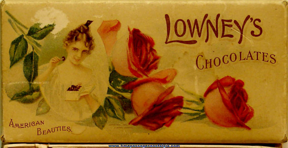 1901 Lowney’s American Beauties Chocolates Candy Advertising Box