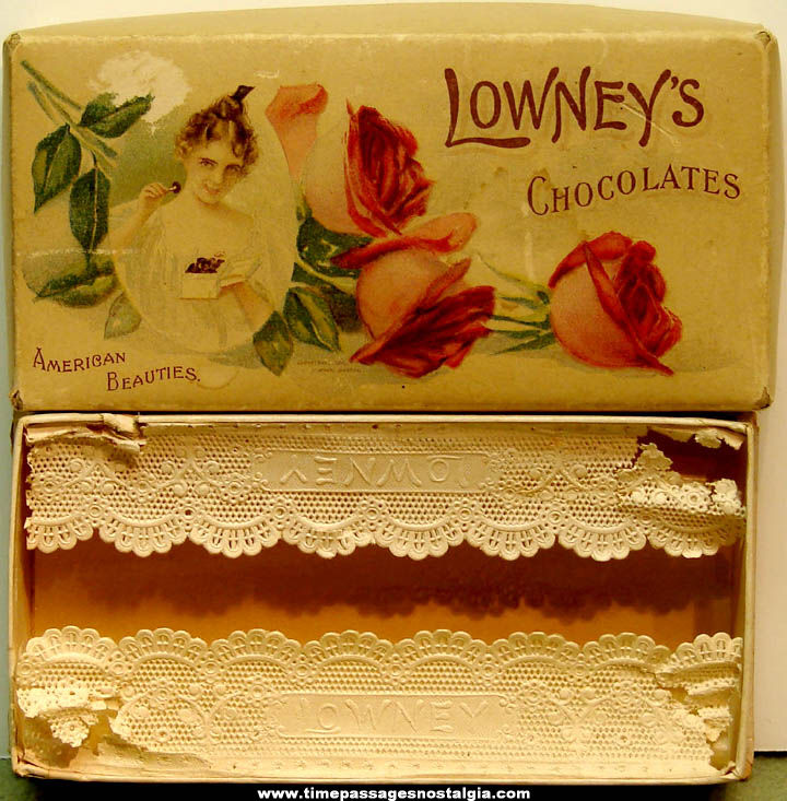 1901 Lowney’s American Beauties Chocolates Candy Advertising Box