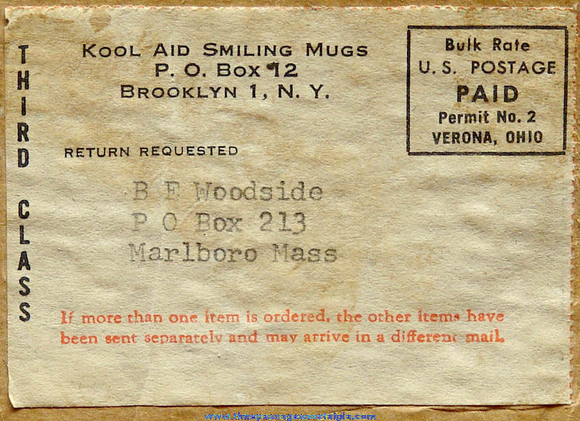 (2) Old Unused Kool-Aid Advertising Premium Hard Plastic Drink Mugs With Mailer Box