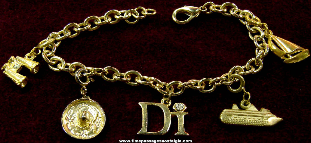 Old Diamonds International Advertising Premium Jewelry Charm Bracelet With (5) Charms