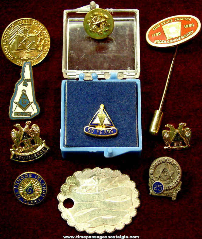 (10) Different Old Masonic Fraternal Organization Membership Items
